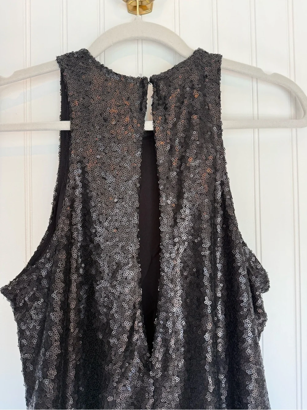 Free People Black Sequin Fit & Flare Mini Dress Open Back Party Cocktail Small